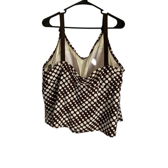 Beach Native Women's Size 26W Brown/Cream Polka Dot Tankini Swim Top - Picture 2 of 6